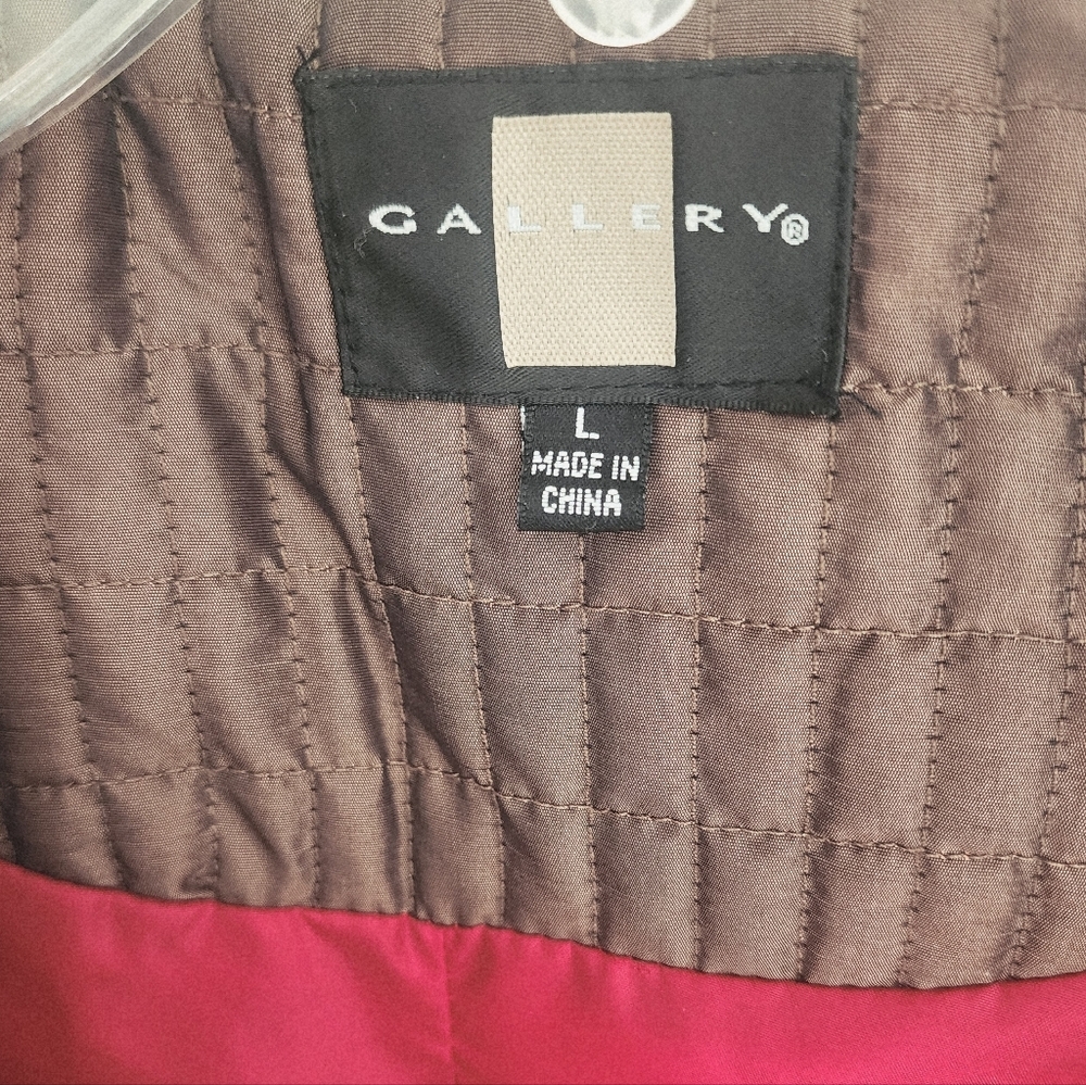 Gallery Quilted Fall Women's Jacket Pockets Zip Lined Red & Brown Size L - Picture 6 of 11